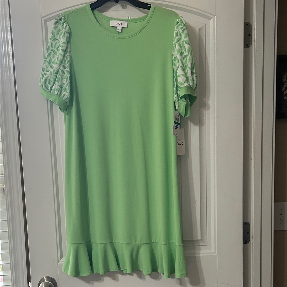 CeCe Light Green Textured Dress